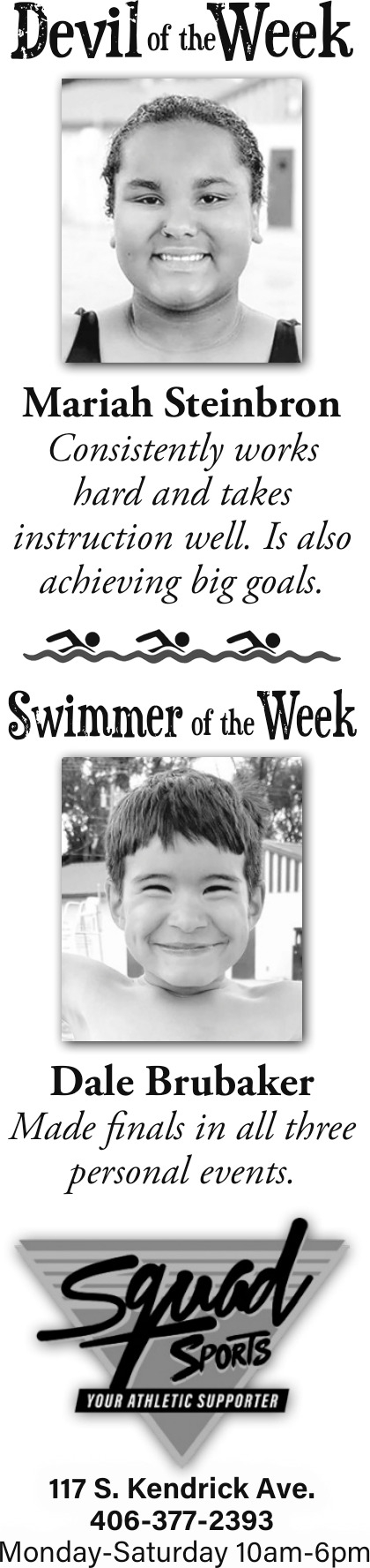Devil of The Week, Squad Sports, Glendive, MT