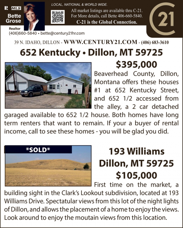 Realtor, Bette Grose - Century 21, Dillon, MT