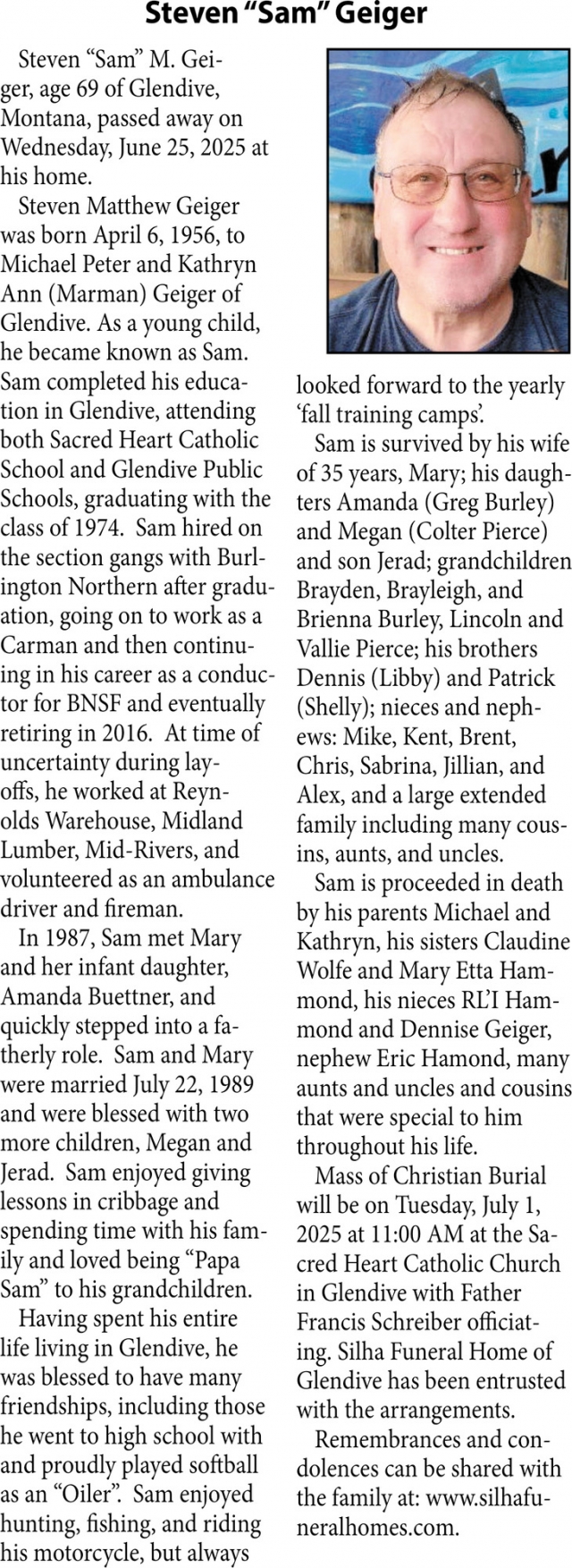 Steven Geiger, Obituaries, Glendive, MT