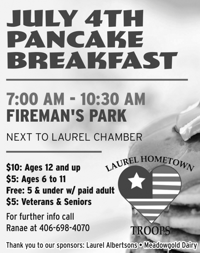 Pancake Breakfast, July 4th Pancake Breakfast, Laurel, MT