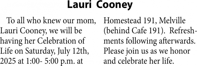 Lauri Cooney, Obituaries, Glendive, MT
