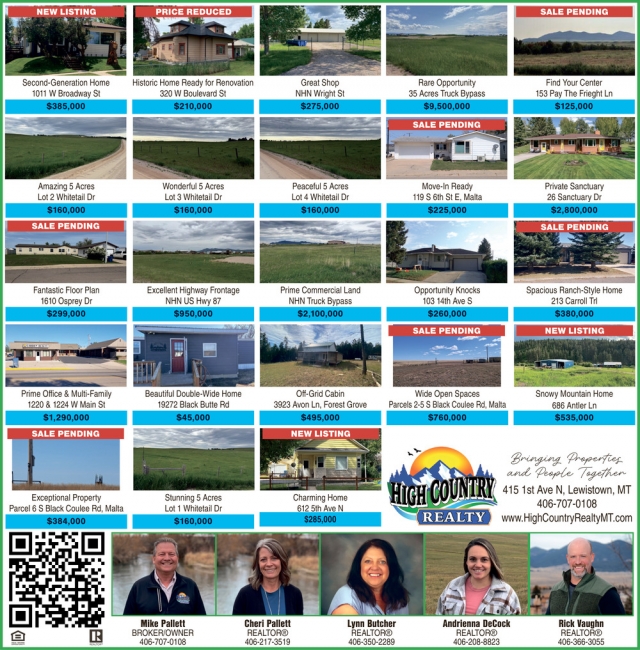 New Listing, High Country Realty, Lewistown, MT