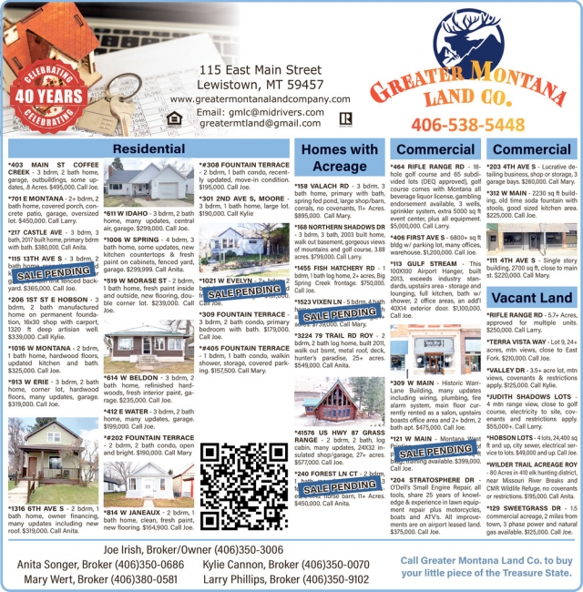 Call Us to Buy Your Little Piece of The Treasure State, Greater MT Land Company, Lewistown, MT