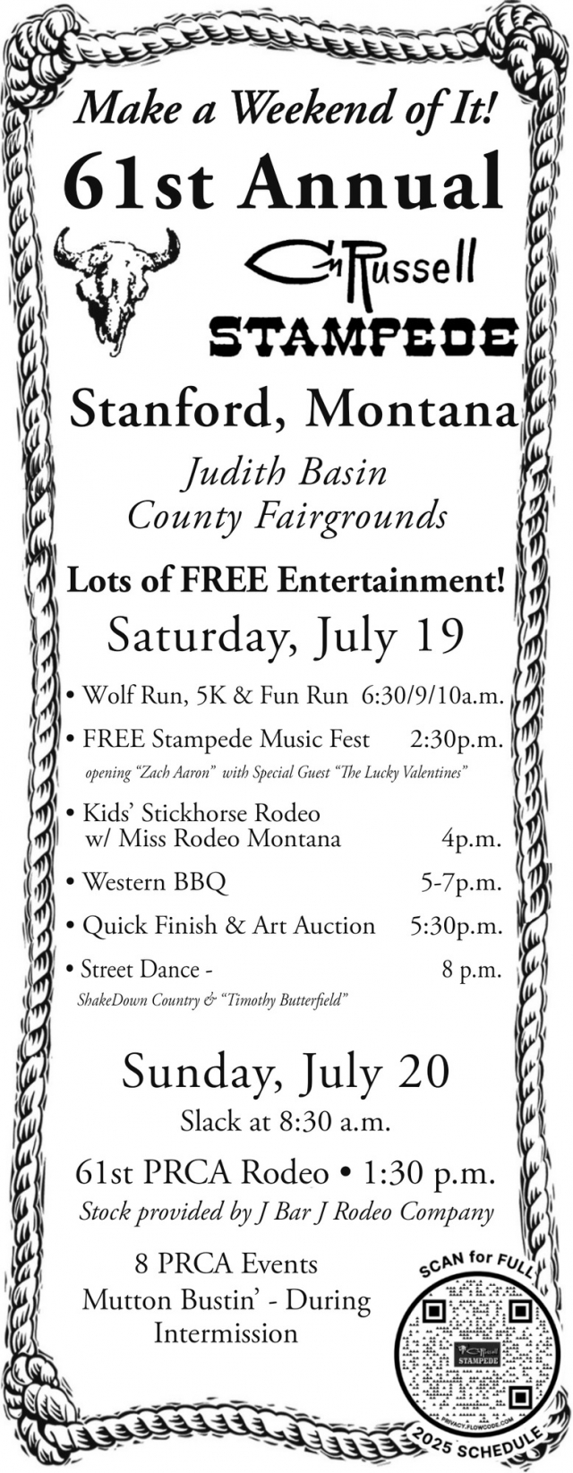Make a Weekend of It!, 61st Annual C.M. Russell Stampede (July 19 & 20, 2025)