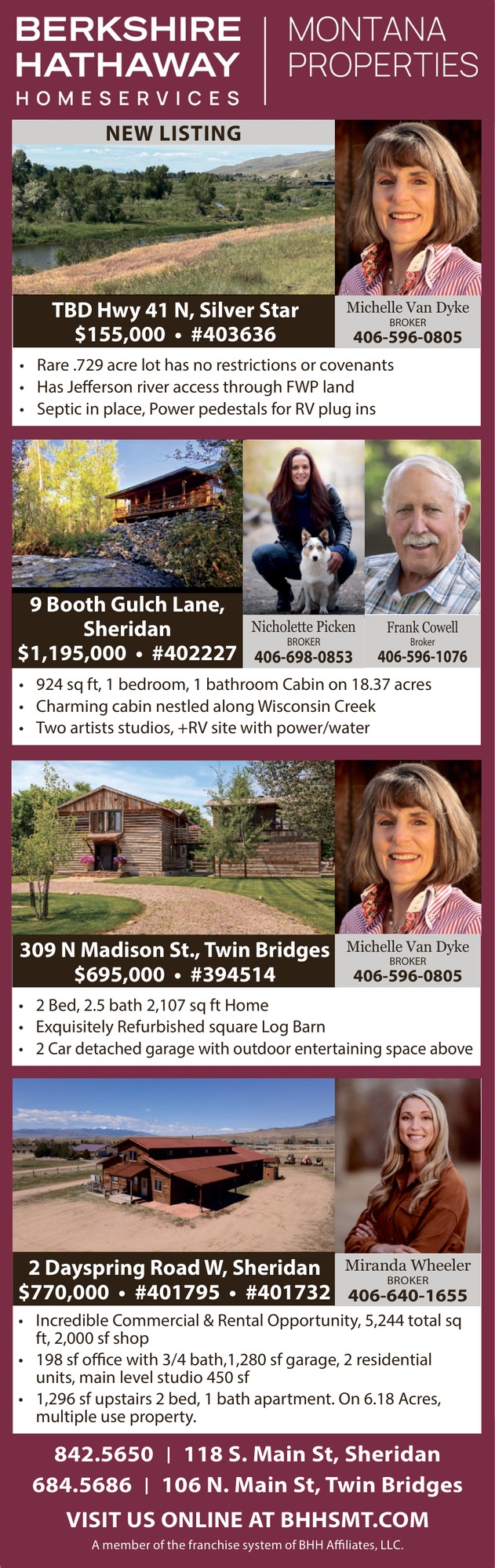 Montana Properties, Michelle Van Dyke / Nicholette Picken / Frank Cowell - Berkshire Hathaway HomeServices Montana Properties