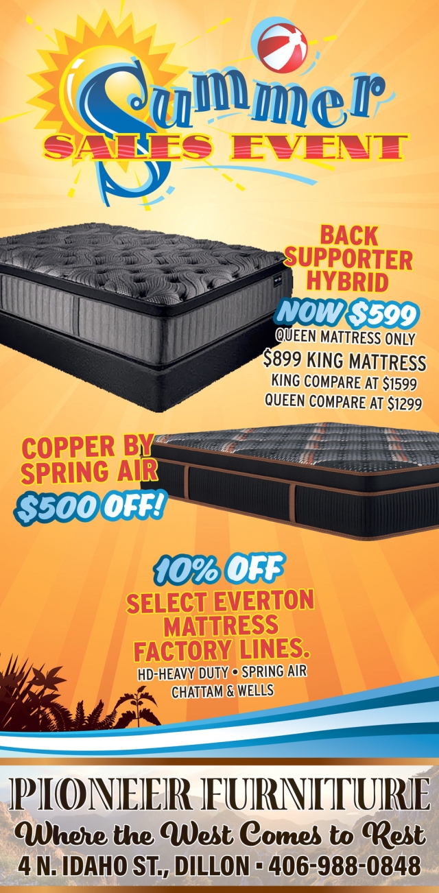 Summer Sales Event, Pioneer Furniture, Dillon, MT