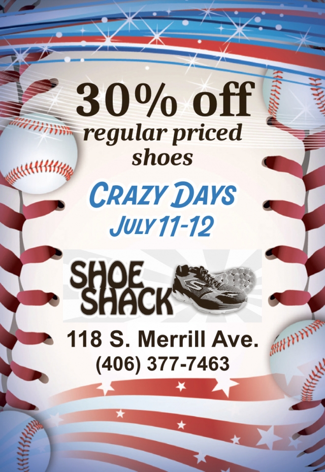 30% OFF, Shoe Shack, Glendive, MT