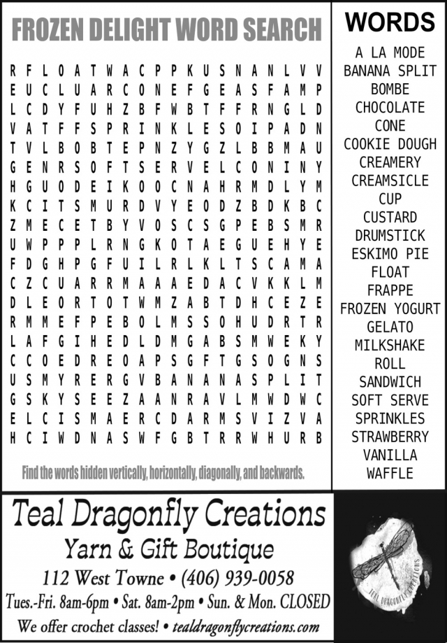 Yarn & Gift Boutique, Teal Dragonfly Creations, Glendive, MT