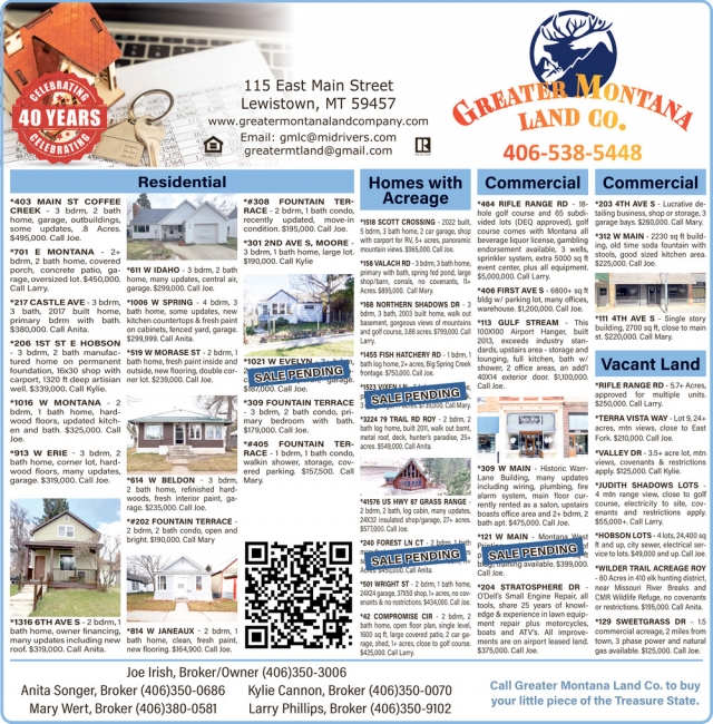 Homes with Acreage, Greater MT Land Company, Lewistown, MT