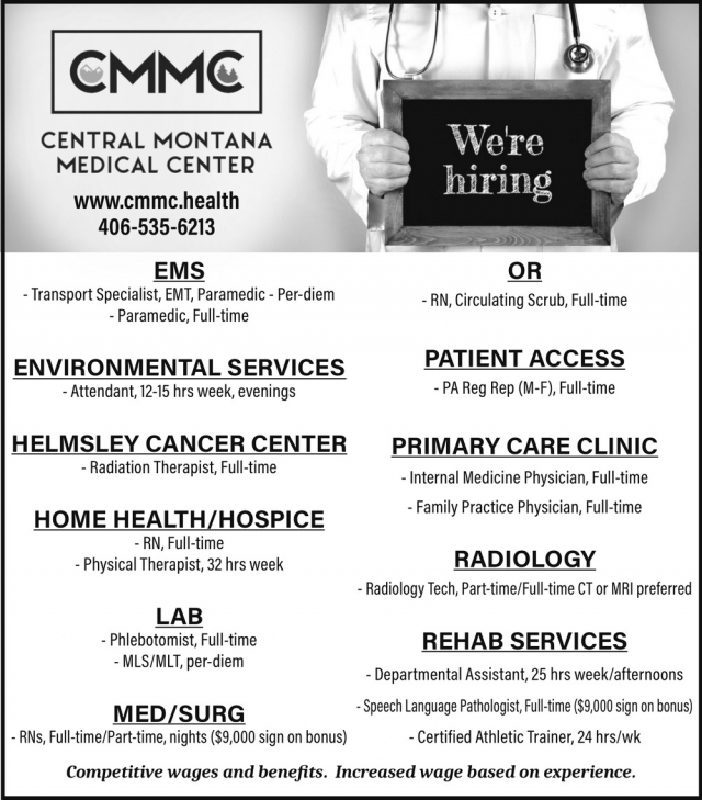 Transport Specialist, Central Montana Medical Center, Lewistown, MT