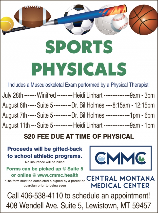 Sports Physicals, Central Montana Medical Center, Lewistown, MT