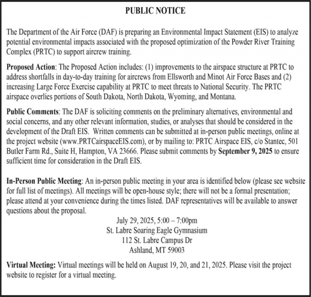 Public Notice, Department of The Air Force Meeting (July 29, 2025)