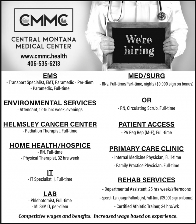 Transport Specialist, Central Montana Medical Center, Lewistown, MT
