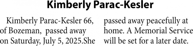 Kimberly Parac-Kesler, Obituaries, Glendive, MT