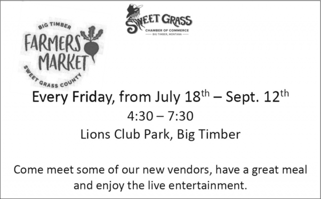 Farmers Market, Sweet Grass Chamber of Commerce, Big Timber, MT
