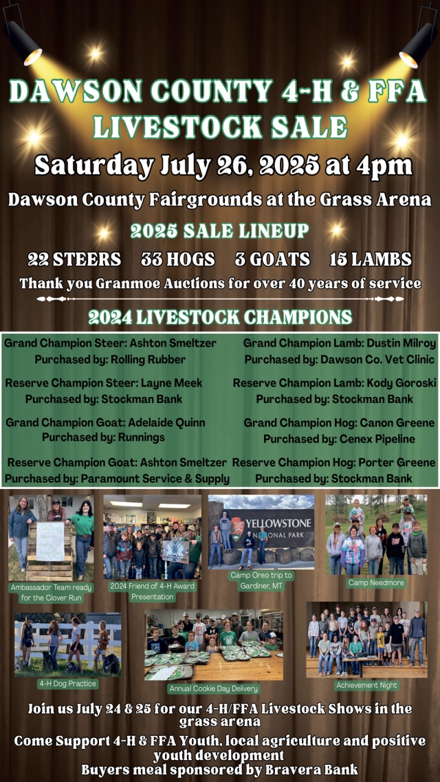 2025 Sale Lineup, Dawson County 4-H & FFA Livestock Sale (July 26, 2025)