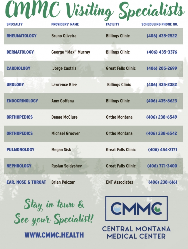 CMMC Visiting Specialists, Central Montana Medical Center, Lewistown, MT