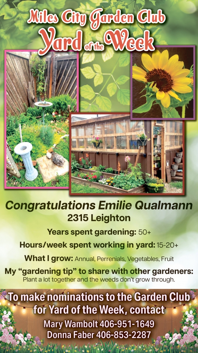 Yard of The Week, Miles City Garden Club