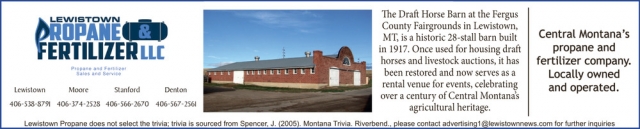 Propane Services, Lewistown Propane & Fertilizer LLC, Stanford, MT