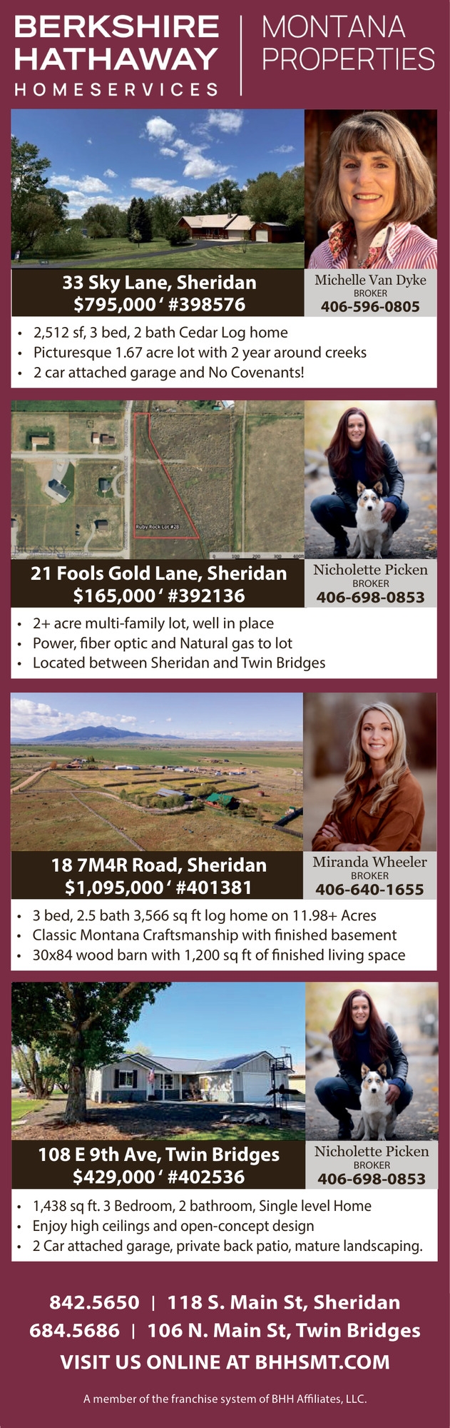 New Listing, Michelle Van Dyke / Nicholette Picken / Miranda Wheeler - Berkshire Hathaway HomeServices Montana Properties