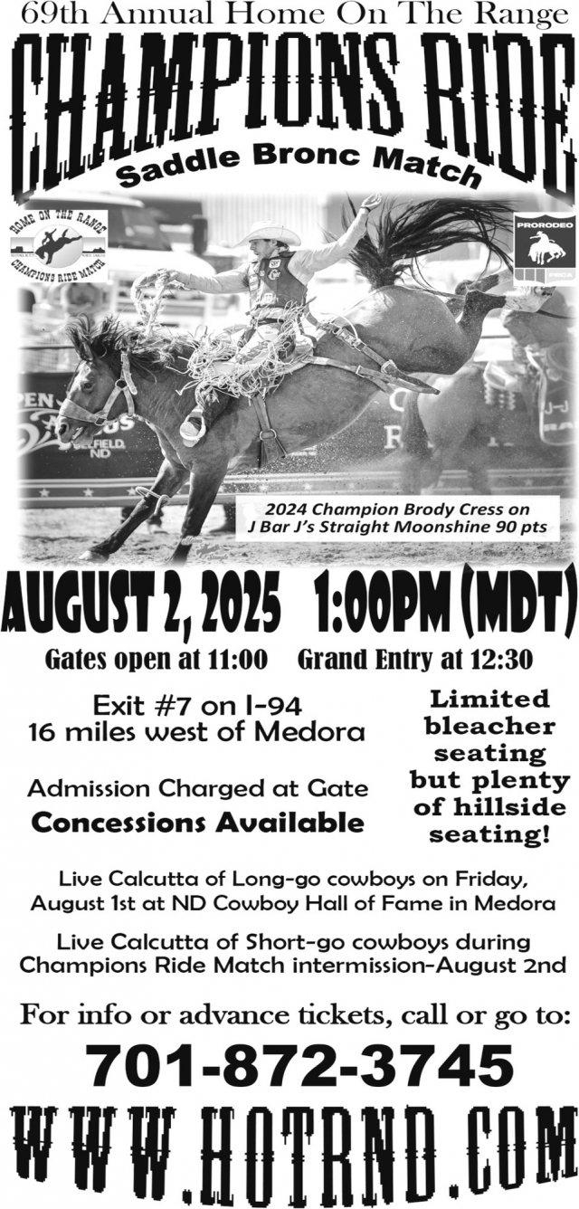 Champions Ride, Home on the Range, Sentinel Butte, ND