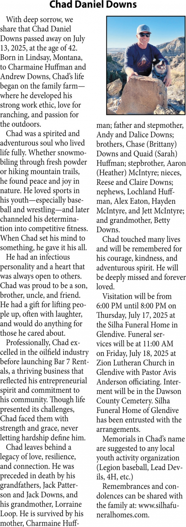 Chad Daniel Downs, Obituaries, Glendive, MT