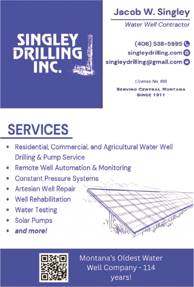 Water Well Contractor, Singley Drilling Inc., Lewistown, MT