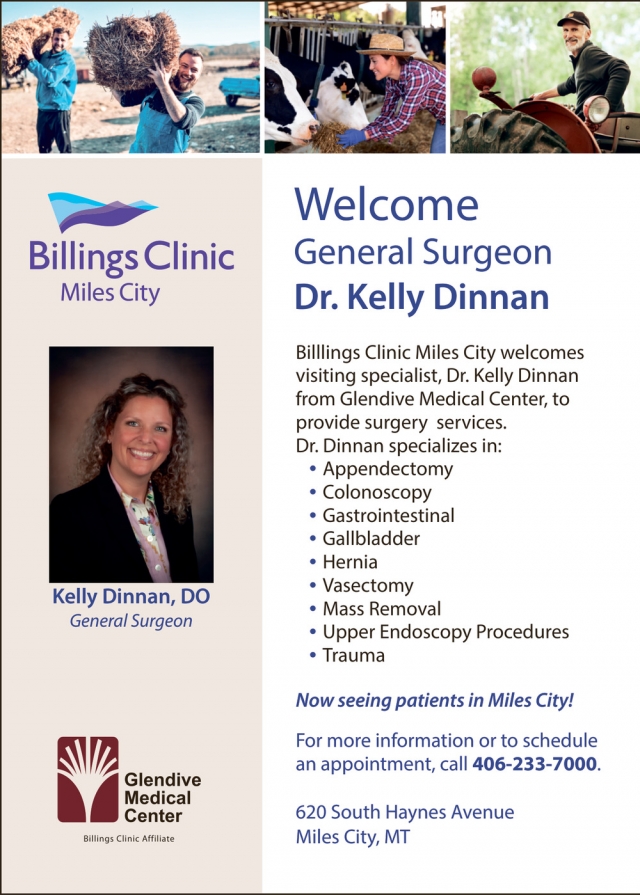 Welcome General Surgeon Dr. Kelly Dinnan, Billings Clinic Miles City
