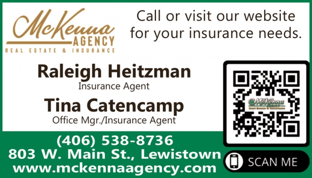Insurance Agent, McKenna Agency, Lewistown, MT