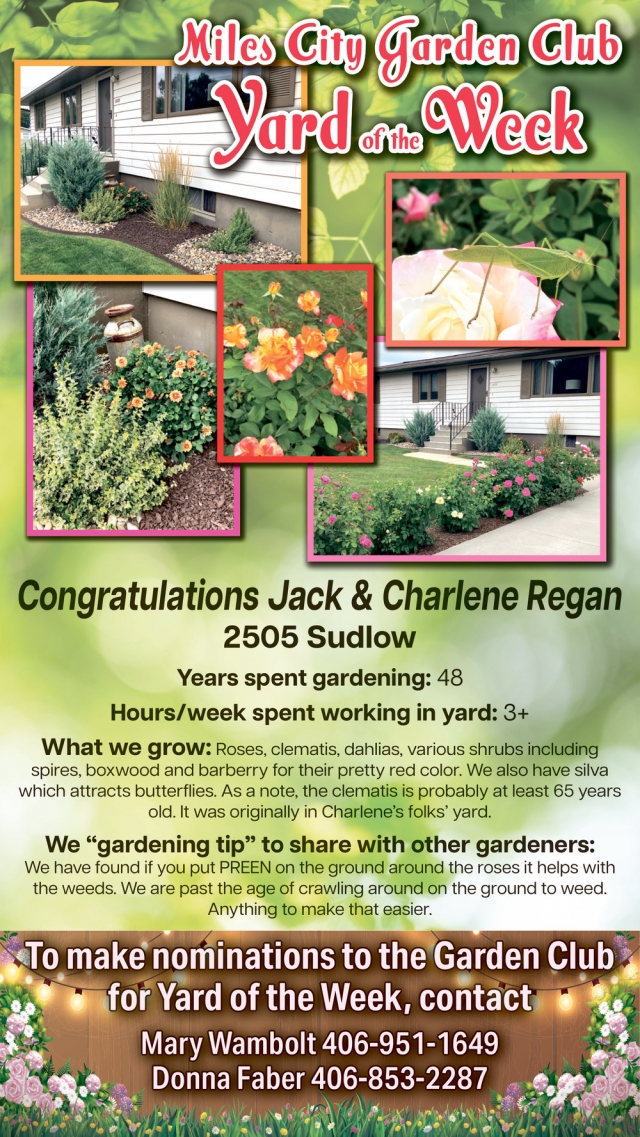 Yard of The Week, Miles City Garden Club