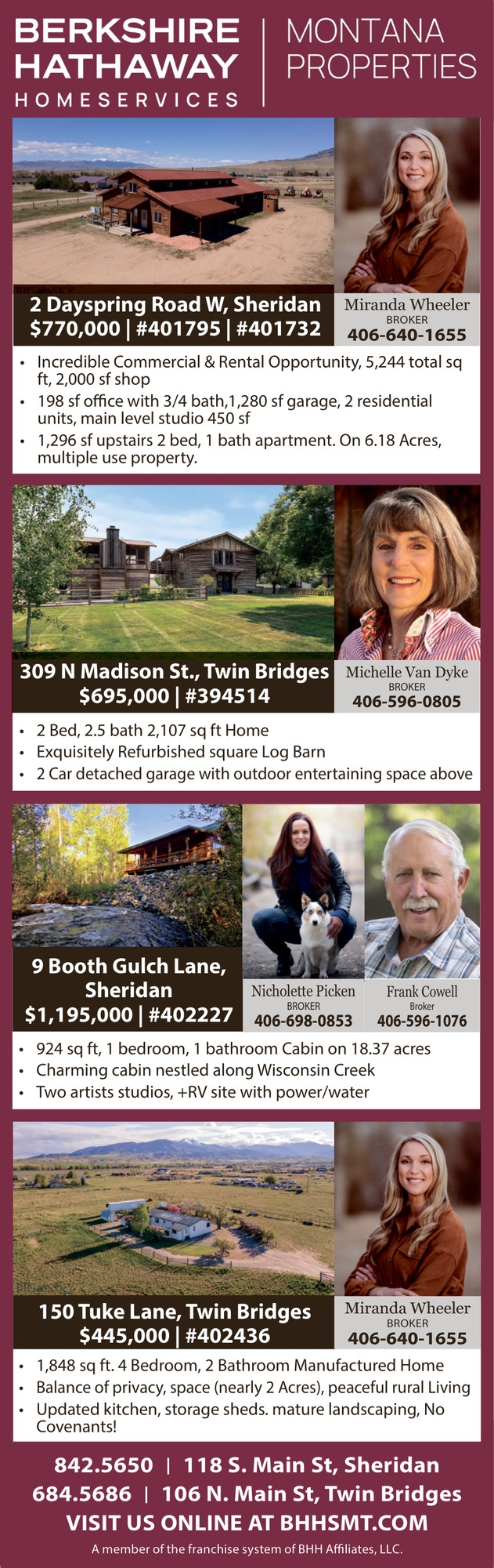 Montana Properties, Michelle Van Dyke / Nicholette Picken / Frank Cowell - Berkshire Hathaway HomeServices Montana Properties