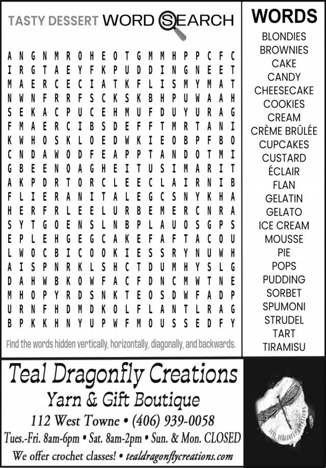 Yarn & Gift Boutique, Teal Dragonfly Creations, Glendive, MT