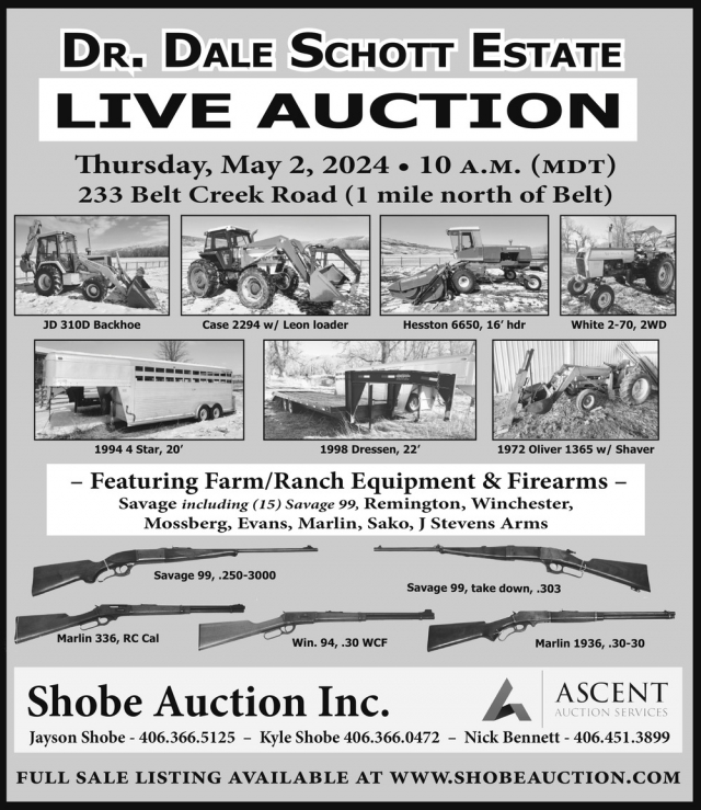 Live Auction, Shobe Auction & Realty, Lewistown, MT
