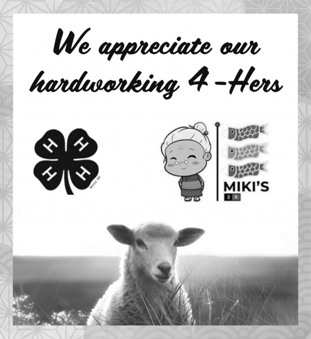 We Appreciate Our Hardworking 4-Hers, Miki's Food Truck