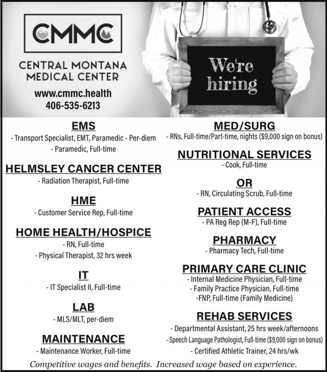 Proud Supporters of Our Are Baseball/softball Teams!, Central Montana Medical Center, Lewistown, MT