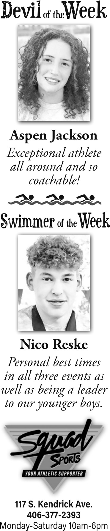 Devil of The Week, Squad Sports, Glendive, MT