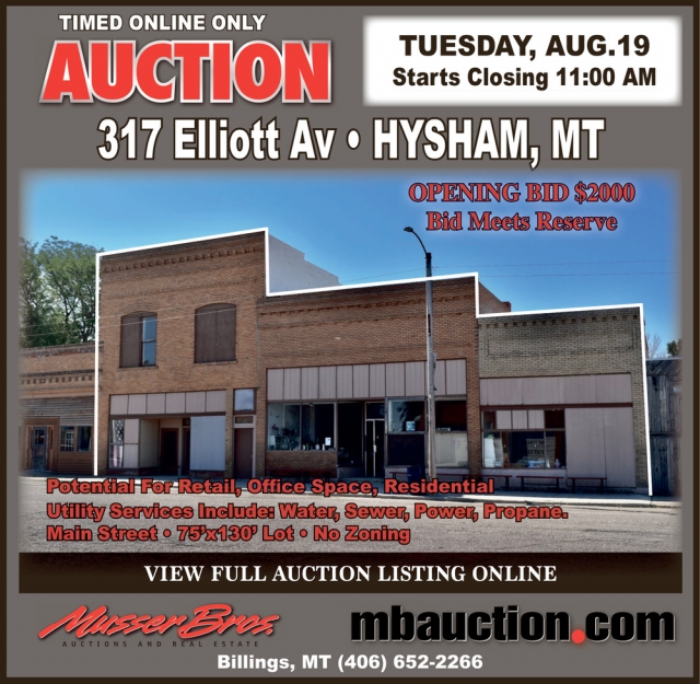 Timed Online Only Auction, Musser Bros Auctions and Real Estate, Billings, MT