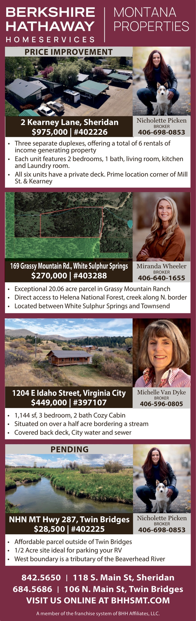 Montana Properties, Michelle Van Dyke / Nicholette Picken / Miranda Wheeler - Berkshire Hathaway HomeServices Montana Properties