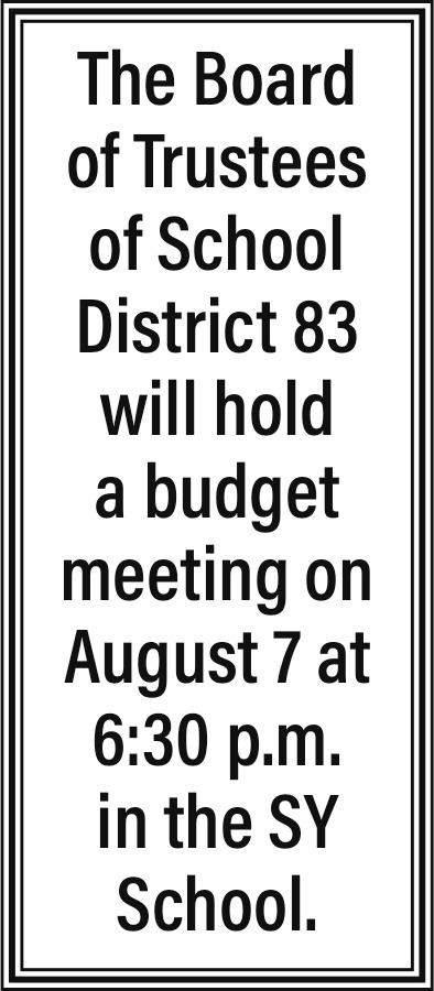 Budget Meeting, S Y School Distric 83