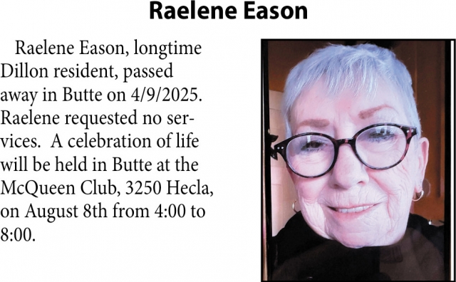 Raelene Eason, Obituaries, Glendive, MT