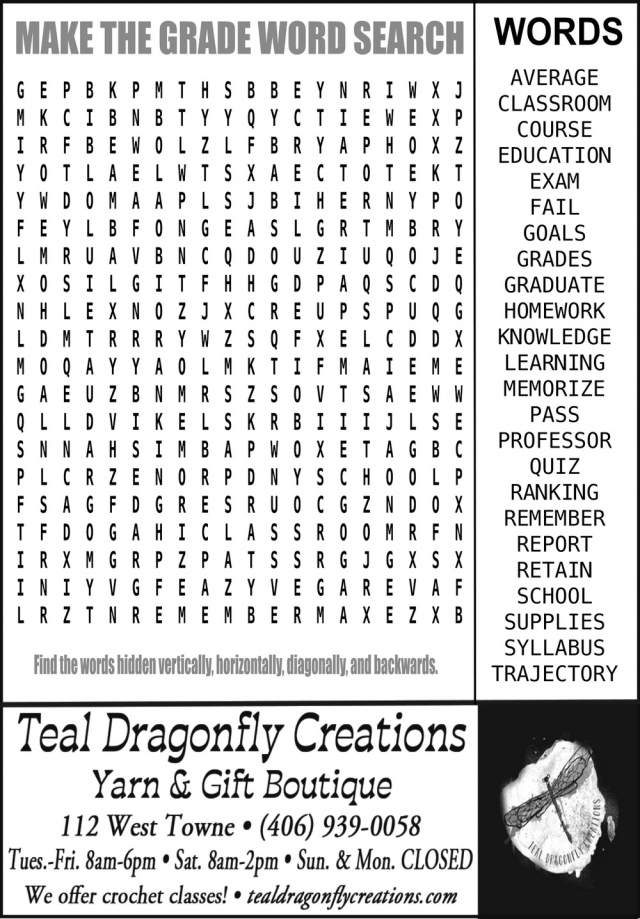 Yarn & Gift Boutique, Teal Dragonfly Creations, Glendive, MT