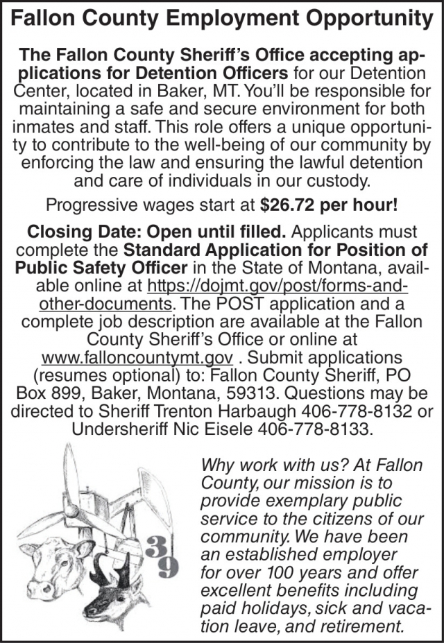 Detention Officers, Fallon County Sheriff's Office