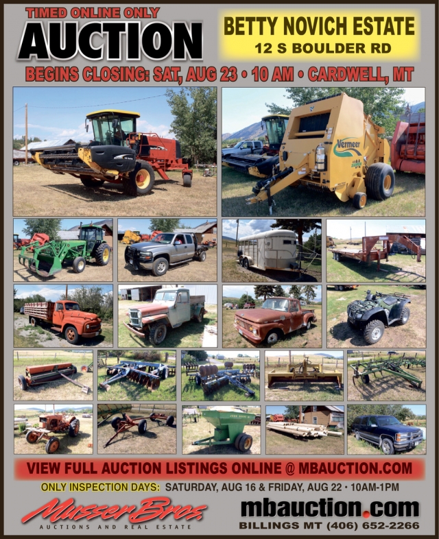 Timed Online Only Auction, Musser Bros Auctions and Real Estate, Billings, MT