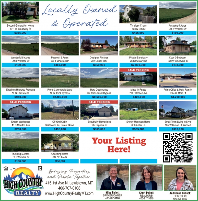 Your Listing Here!, High Country Realty, Lewistown, MT