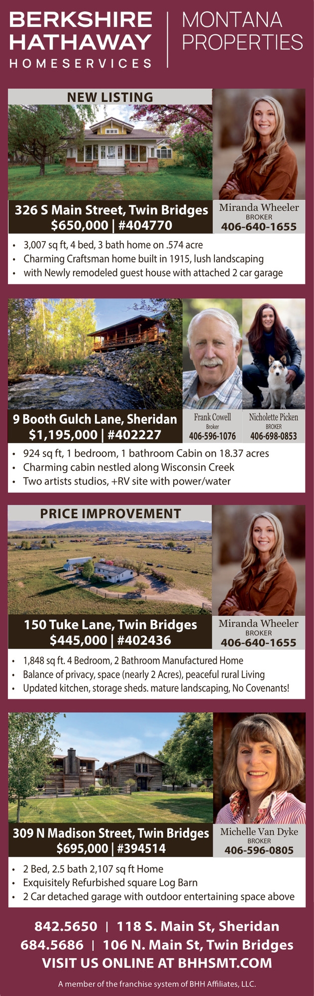 New Listing, Michelle Van Dyke / Nicholette Picken / Frank Cowell / Miranda Wheeler - Berkshire Hathaway HomeServices Montana Properties