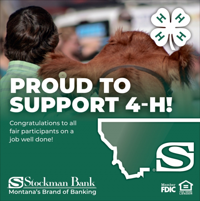 Proud to Support 4-H!, Stockman Bank