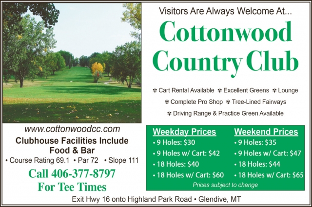 Clubhouse Facilities Include Food & Bar, Cottonwood Country Club