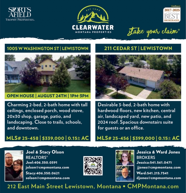 1005 W Washington St / Lewistown, Clearwater Montana Properties - Joel & Stacy Olson / Jessica & Ward Jones