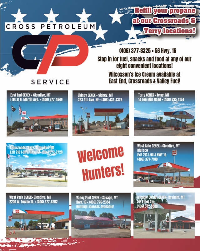 Refill Your Propane at Our Crossroads & Terry Locations!, Cross Petroleum, Glendive, MT