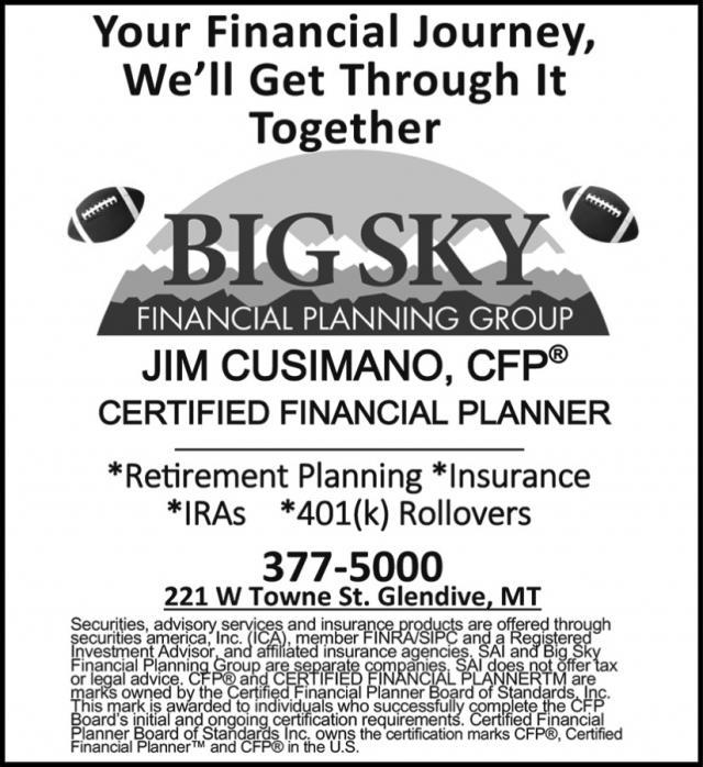 Certified Financial Planner, Jim Cusimano - Big Sky Financial Planning Group, Glendive, MT